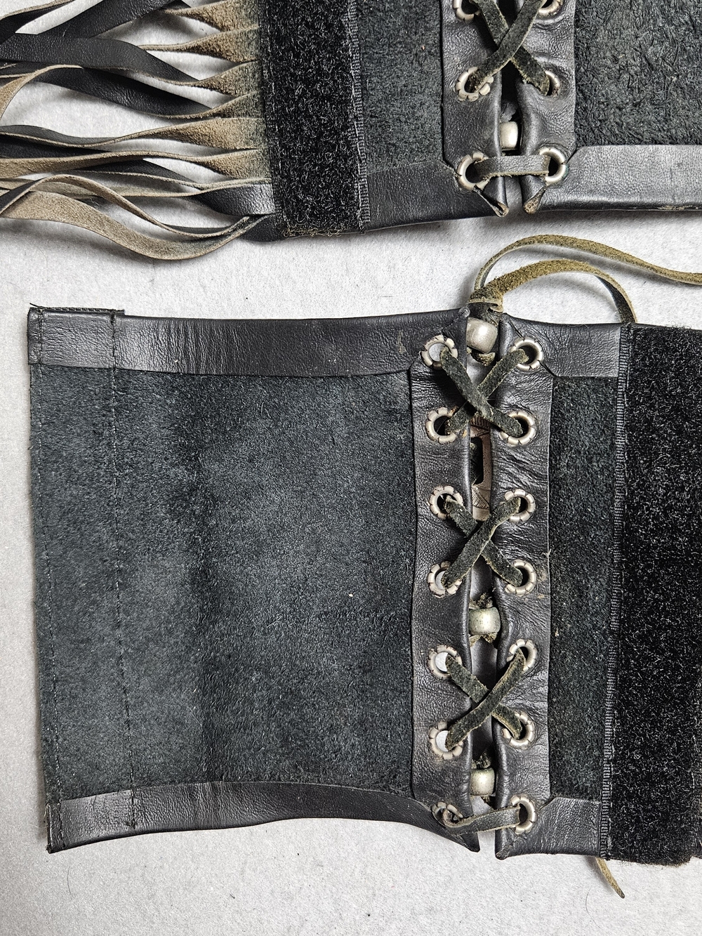 Vintage Black Leather Fringe Boot Wraps w/ Silver Conchos - Picture 8 of 12